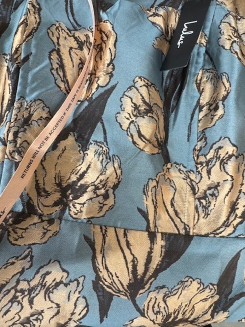 Lulus Gowning Around Slate Blue Floral Jacquard Strapless Maxi Dress NWT - Picture 8 of 15